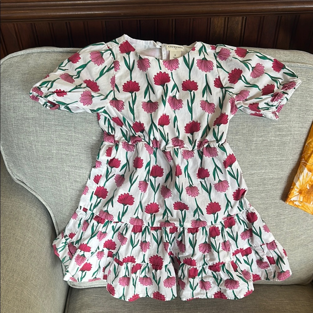 Crewcuts Pink and White Puff Sleeve Sundress